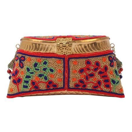 Leave Embroidery Purse & Gold Embossed Purse - Skylexo.com | Be Unique